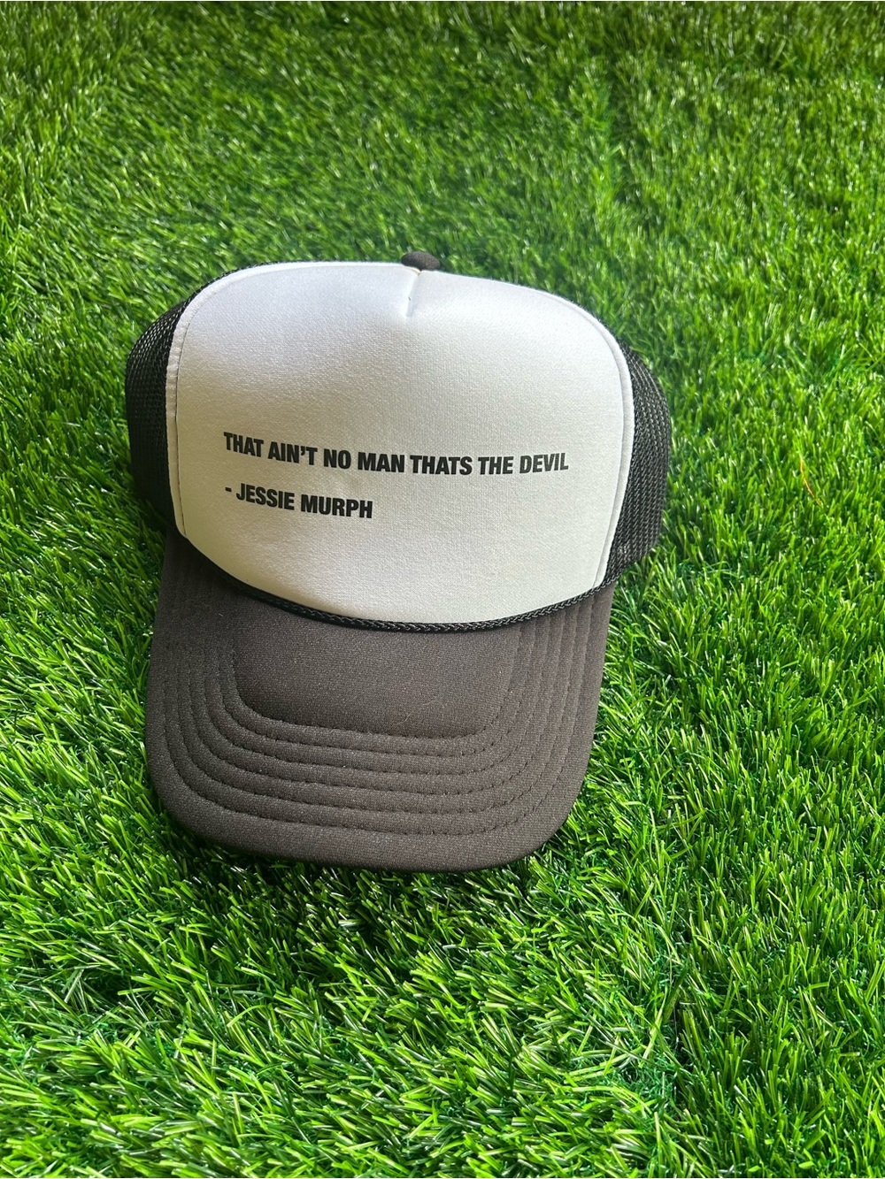 Jessie Murph Black and White Mesh Trucker Hat with Quote